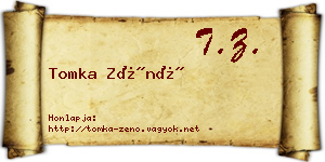 Tomka Zénó névjegykártya